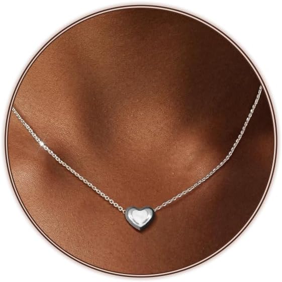 Airmb Cute Heart Necklace for Women Gold/Silver Plated Heart Pendant Choker Necklaces Tendy Love Heart Chain Necklace Dainty Gold/Silver Necklace Jewelry Gifts for Women