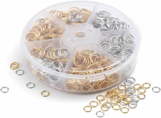 970Pcs O Ring Connectors for Jewelry Making - Metal Open Jump Rings Set in 4mm/5mm/6mm/7mm/8mm/10mm - DIY Jewelry Findings & Craft Supplies