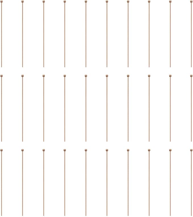 HARFINGTON 100pcs Ball Head Pins 1.97" 50mm Round Head Pins for Earring Pendant Necklace Bracelet Charm Jewelry Making Findings DIY Craft, Rose Gold