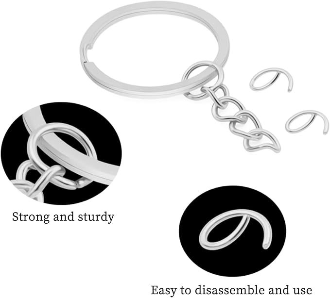 100Pcs Keychain Key Ring with Chain Bulk Split Key Chain,1.1 Inch Key Chains Parts with Open Jump Ring Connector for Jewelry Making Crafts (White K)