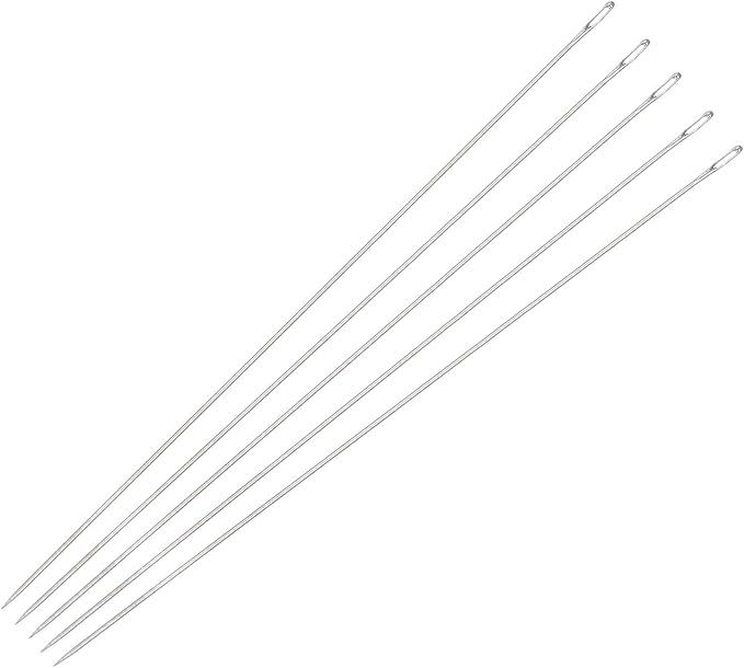 uxcell 50Pcs Beading Needles Fine Thin Long Straight Sewing Embroidery Threads Stainless Steel 4.72 Inch