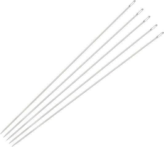 uxcell 50Pcs Beading Needles Fine Thin Long Straight Sewing Embroidery Threads Stainless Steel 4.72 Inch