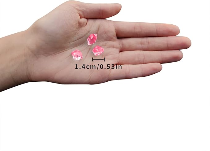 300 Pcs Acrylic Ice Rocks Crystals Gems, Bulk Fake Crystals, Plastic Diamonds for Vase Filler Wedding Decoration Table Scatter Party Arts Crafts Display (Pink)