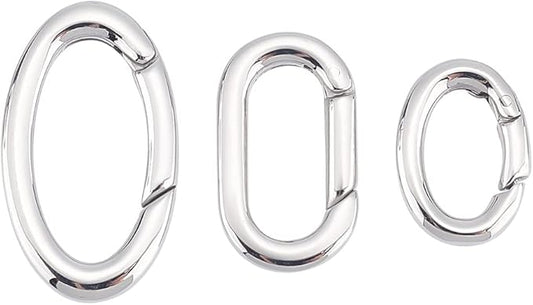 UNICRAFTALE 3pcs 3 Styles Spring Gate Rings Stainless Steel Snap Clasps Oval Clips Snap Hooks Spring Keyring Buckle Clasps for Bag Purse Shoulder Strap Key Chains
