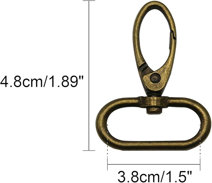 1-1/2 inch Swivel Lobster Claw Clasps 1.5 Inch 15pcs - Heavy Duty Metal Clasps with Secure Lock,Curved Snap Hooks for Bags Jewelry Making Keychains Lanyards & DIY Craft Supplies(AntiqueBronze,1.5inch)
