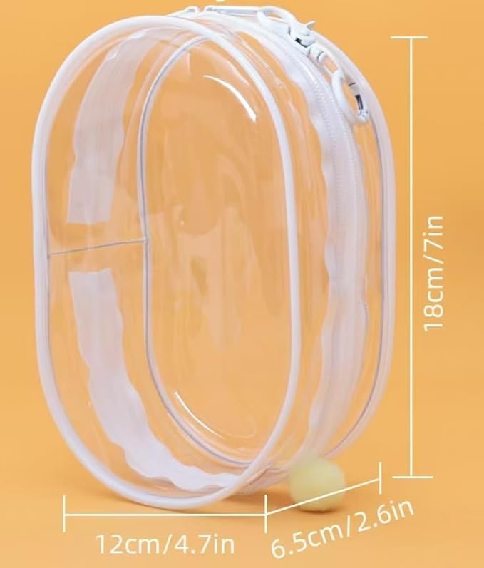 Buminee Clear Display Pouch with Detachable Keychain, Waterproof Storage Case for Stuffed Dolls, Lipstick, Keychains & Charms, 7'' Tall Clear Organizer Bag for Figures/Accessories-White 1 Pack
