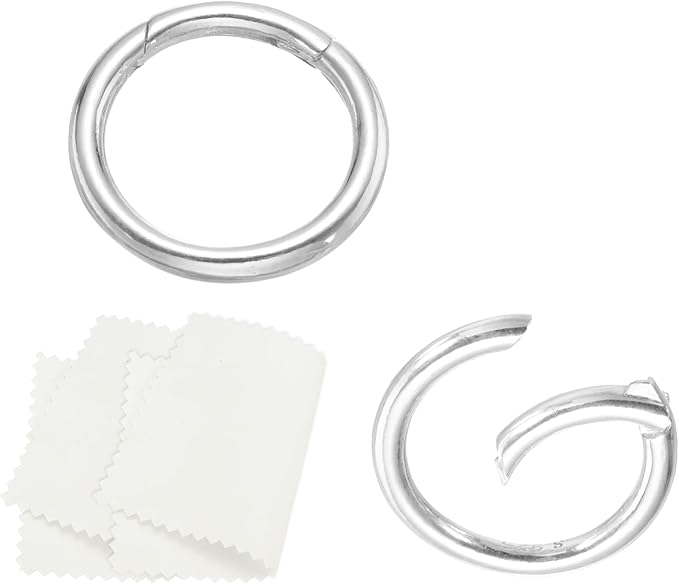 PATIKIL 19.3mm 925 Sterling Silver Spring Gate Rings, 2Pcs Round Spring Clasps Necklace Enhancer Shortener Closures Connector for Jewelry Making Necklaces DIY, Silver Tone