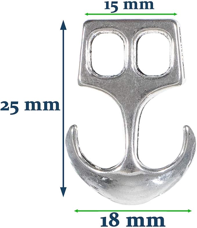 Paracord Planet Two Hole Clasps – Anchor, Silver (25 Pack)