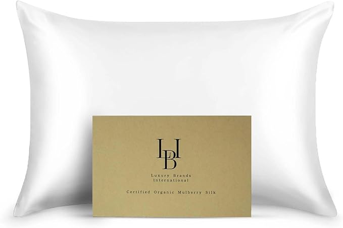 Silk Pillow Cases Certified Organic 100% Pure Mulberry Silk Pillowcase Grade 6A 25 Momme Pillowcase (Ivory, Queen, Pack of 1)