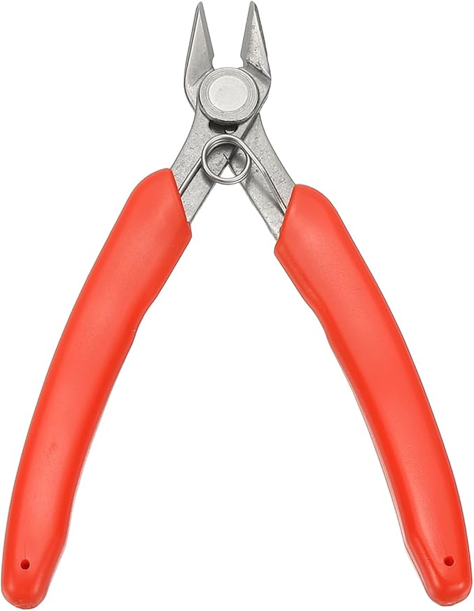 HARFINGTON 5" Flush Cut Pliers Precision Thicker Wire Cutter Side Cutter Diagonal Cutting Pliers for Jewelry Model Electronic 3D Print, Red/Silver
