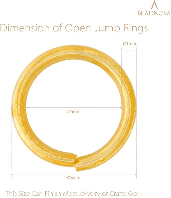 BEADNOVA 8mm Open Jump Rings Gold Jump Rings for Jewelry Making and Keychains (900Pcs)