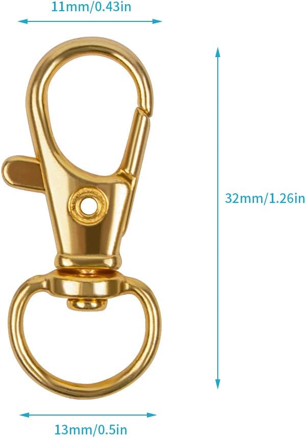 100PCS Keychain Hooks with Key Rings，Metal Swivel Lobster Claw Clasps, for Keychain Clip Lanyard, Jewelry Making, Crafts