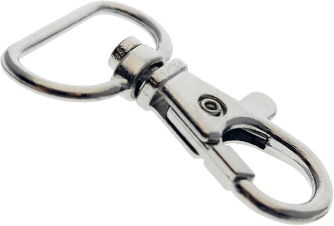 10 Pack - Premium Metal Lobster Claw Clasps - Wide 3/4 Inch D Ring - 360° Swivel Trigger Snap Hooks - Great for DIY Face Mask Lanyards, Keychain Clasps - Swivel Hooks for Purses by Specialist ID