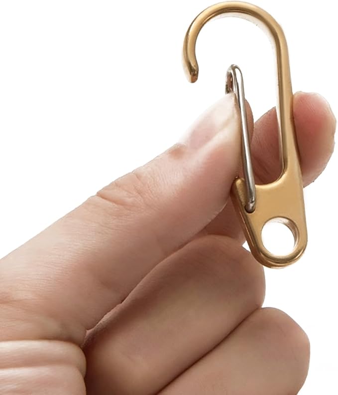 dophee 2Pcs Brass Keychain Carabiner Clip, Spring Snap Hook Clasp Keyring Pendant for Backpack Fishing Camping Hiking Dog Chain