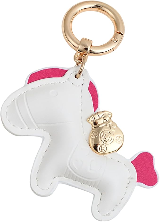 Lucky Pony Keychain Bag Charm, Elegant Leather Horse Accessories Cute Keychains for Women Gift