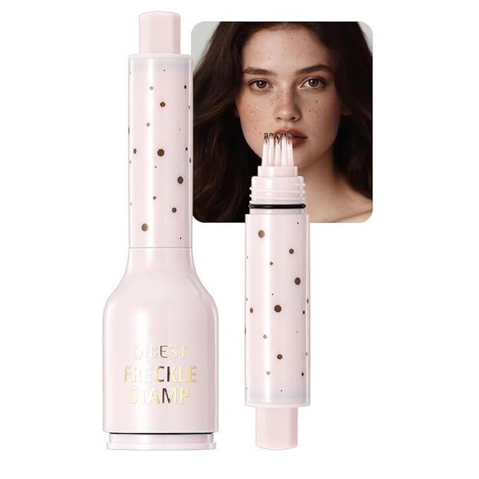 Upgrade Faux Freckle Stamp Pen – Waterproof Fake Freckles Makeup Tool, Natural-Looking Freckle Maker & Spray with Multi-Prong Precision Stamp Head, Long-Lasting Sunkissed Makeup (Deep Brown)