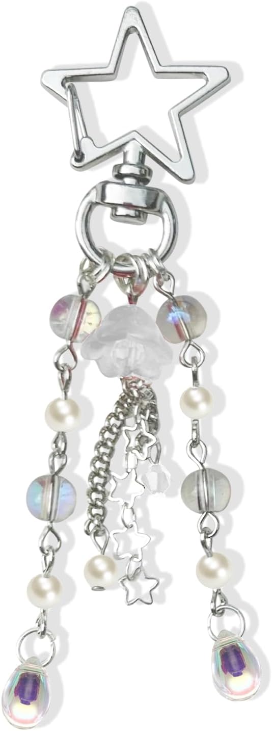Agromusk Jellyfish Keychain,Cute Y2K Car Keychains for Women Girls Jellyfish Bag Charms Purse Accessories Star Jelly Decor
