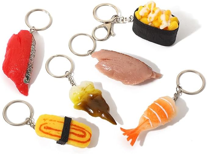 HSYHERE Men Women Creative Interesting Novelty Stylish Mini Simulated Food Orange Shrimp Keychain Key-ring Pendant