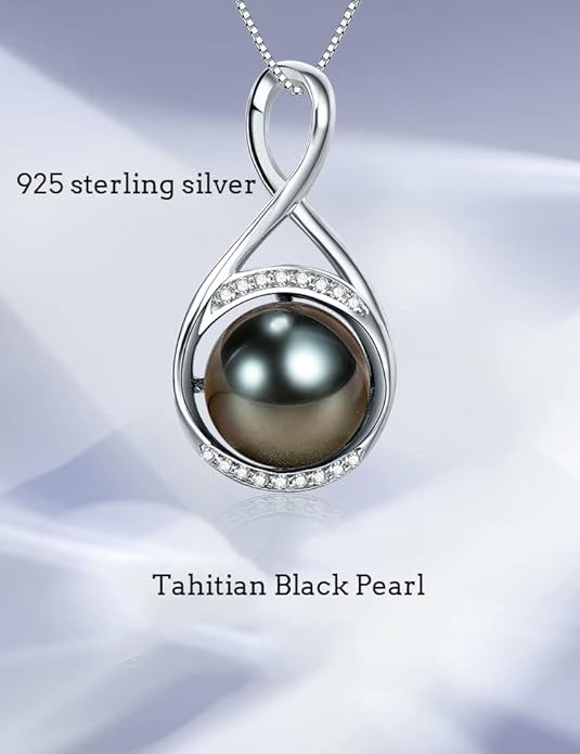 NONNYL Gifts for Women Mom-Wedding-Anniversary-Wife-Jewelry-Tahitian -Black-Pearl-Necklace for Women Birthday for Womens Her Girlfriend Valentines Day Mothers Day Christmas Gifts for Wife Mom