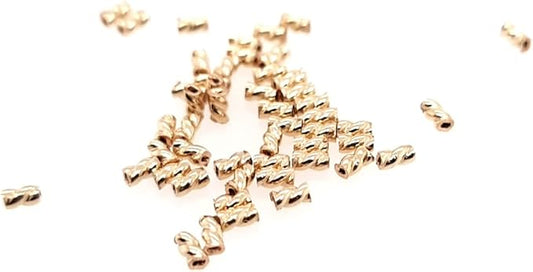 50pcs 14/20 Yellow Gold Filled Twist Tube Crimp Beads, 3 X 1.5MM, by CRAFT WIRE
