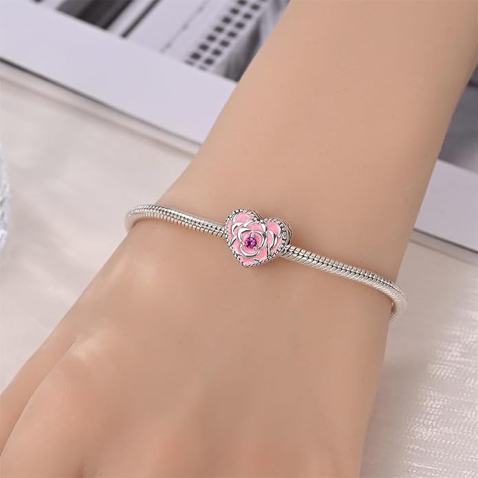 HONGRUI 925 Sterling Silver Charm for Bracelets Necklace Fashion Heart Bow Flower Family Butterfly Pendant Bead Charm for Women Festival jewelry gifts