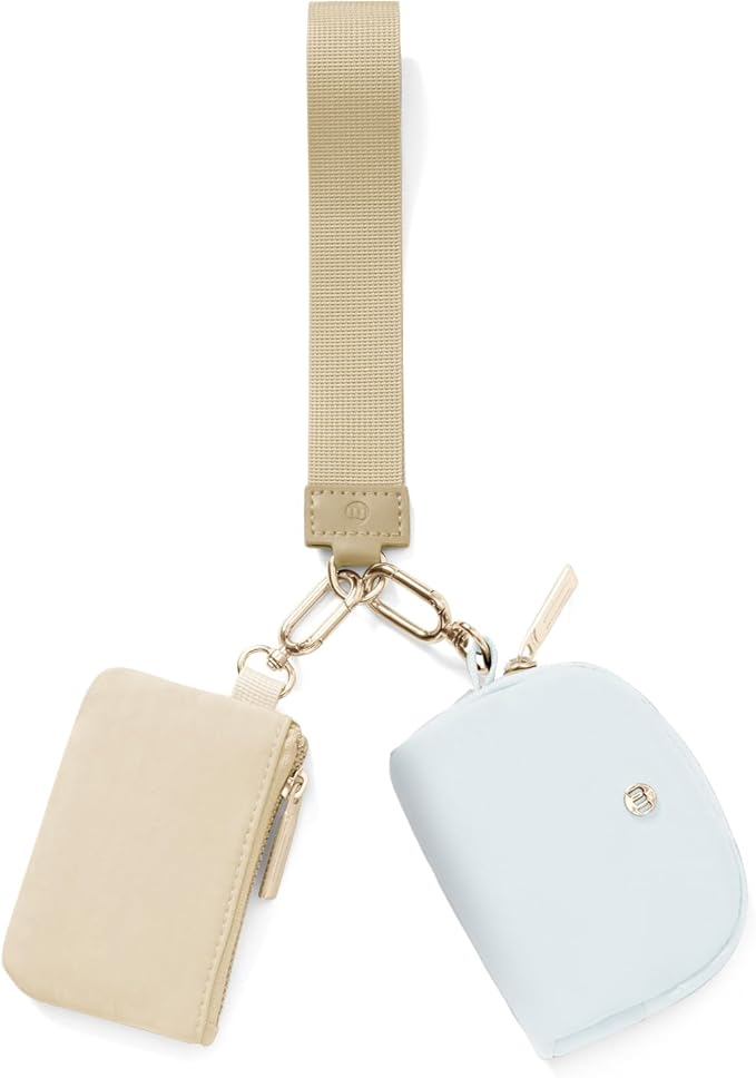 Keychain Wallet Mini Zip Around Wristlet Wallets for Women Detachable Dual Pouch Wristlet Portable Coin Purse Small Wallets
