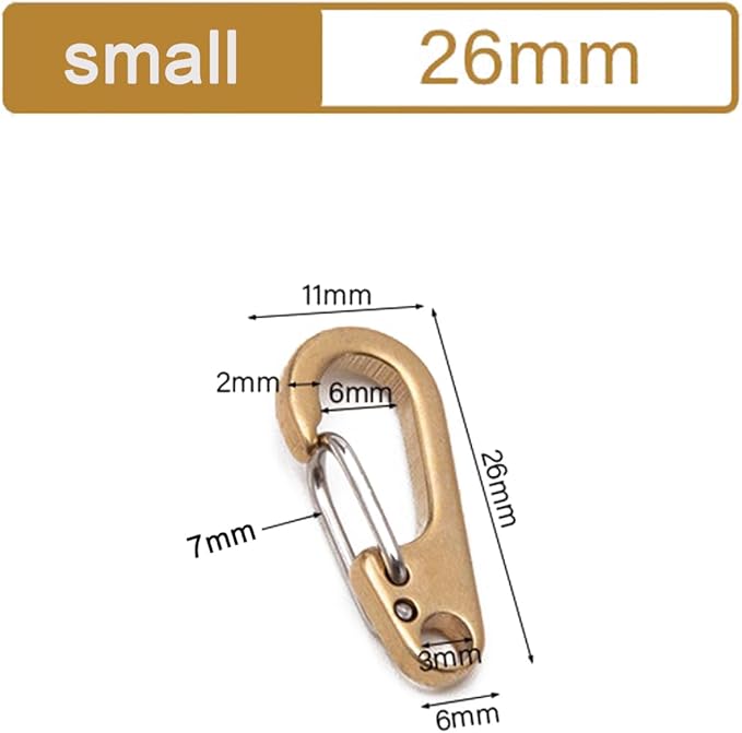 dophee 2Pcs Brass Keychain Carabiner Clip, Spring Snap Hook Clasp Keyring Pendant for Backpack Fishing Camping Hiking Dog Chain