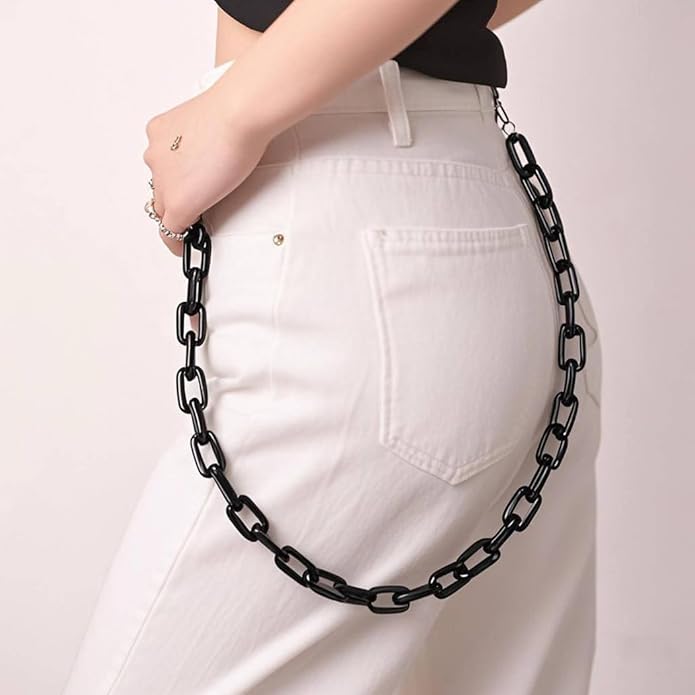 Bounzhi Hip Hop Jeans Pants Chain Punk Goth for Men Acrylic Link Wallet Chain for Women Hipster Chunky Thick Wallet Pocket Keychains Belt Waist Chains body Accessory for Girls
