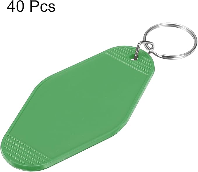 uxcell 40pcs Hotel Keychains Blank Vintage Plastic Rhombus Motel Keychains Hotel Key Tags Rings for DIY Luggage Labels