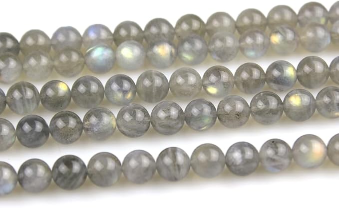 MJDCB Natural Round Stone Beads 6mm Labradorite Loose Gemstone Beads for Jewelry Making Bracelet Necklace 60pcs