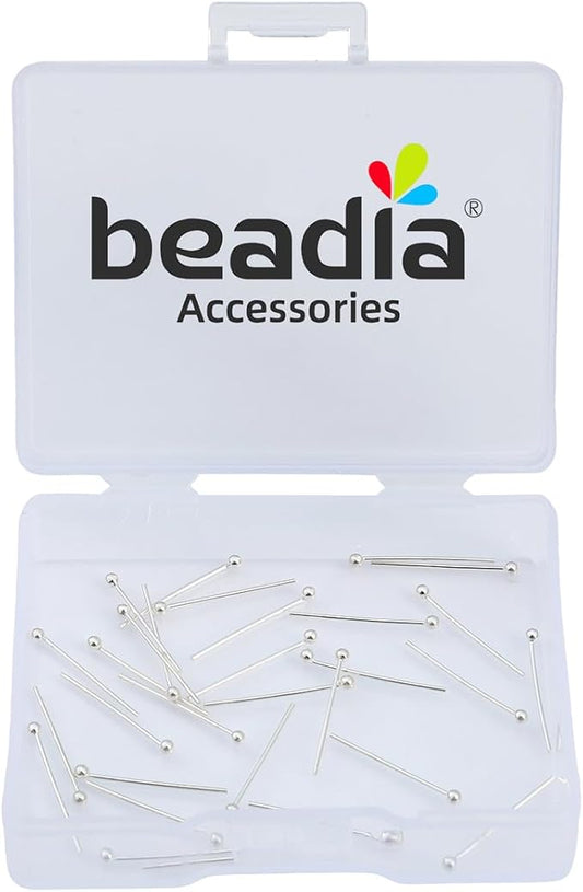 925 Sterling Silver Ball Head Pins 0.5x15mm 30pcs for Jewelry Making Findings