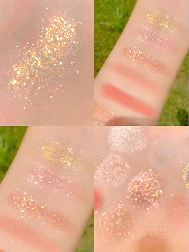 Kayswang 9 colors glitter eyeshadow palette makeup palette matte high pigment color cream texture natural eye shadow powder eye shadow palette in autumn and winter long lasting & waterproof (rose)