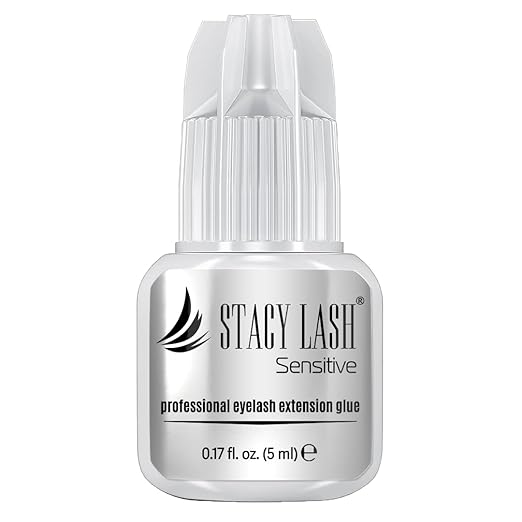 STACY LASH Sensitive Eyelash Extension Glue 0.17fl.oz/5ml / 5-6 Sec Drying time/Retention – 4-5 Weeks/Black Adhesive/Professional Supplies