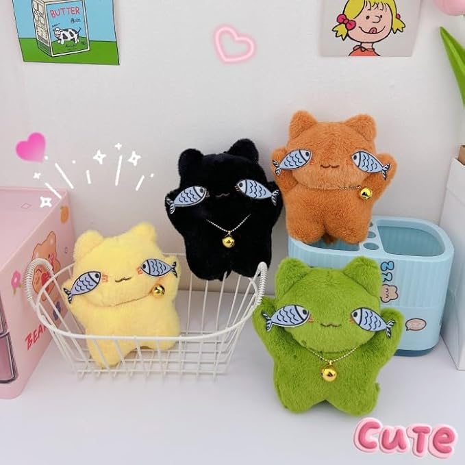 Super Funny Cute Happy Taiyaki Kitty Keychain Catching Fish Cat Lucky Happy Cat Good Luck Bag Charm Pendant