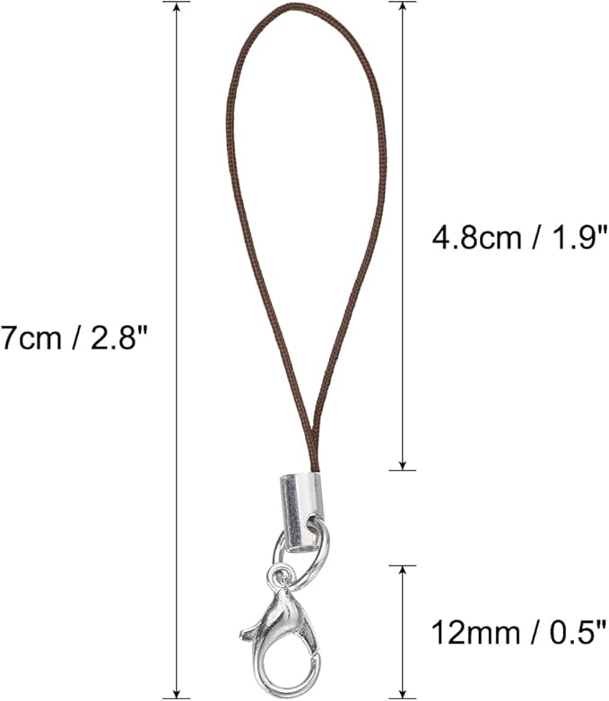 HARFINGTON 100Pcs Clasp Cords Clasp Strap Lanyard Charm Short Finger Rope with Lobster Clasp for Cellphone Cases Keychain DIY Jewelry Making, Coffee