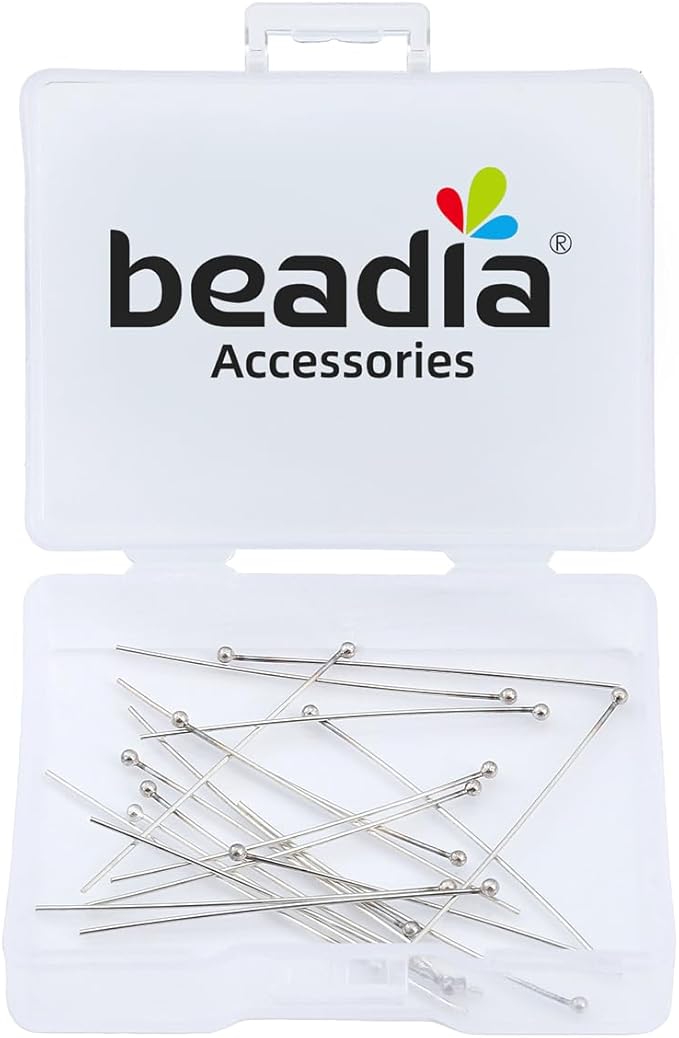 925 Sterling Silver Ball Head Pins 0.5x35mm 20pcs for Jewelry Making Findings