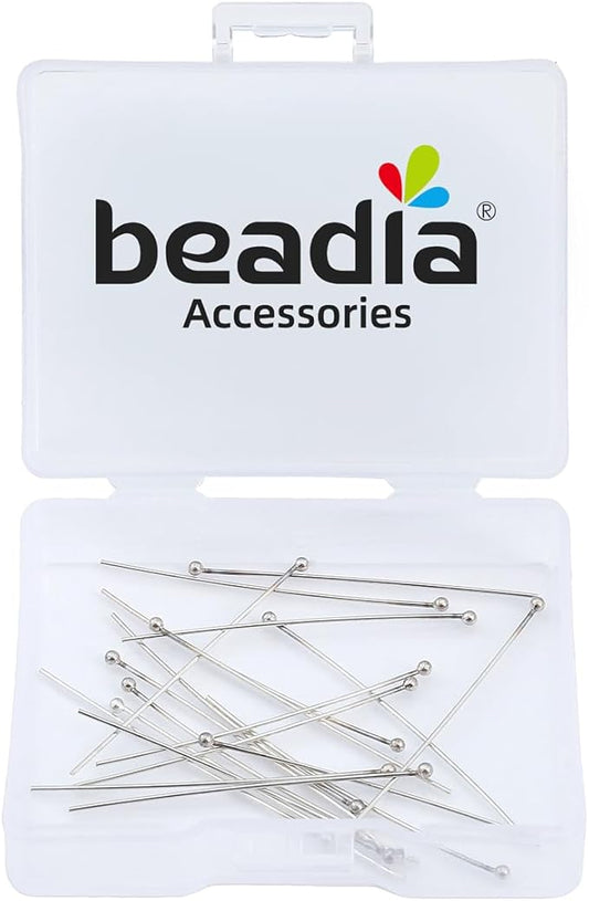 925 Sterling Silver Ball Head Pins 0.5x35mm 20pcs for Jewelry Making Findings