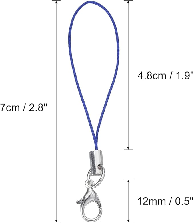 HARFINGTON 100Pcs Clasp Cords Clasp Strap Lanyard Charm Short Finger Rope with Lobster Clasp for Cellphone Cases Keychain DIY Jewelry Making, Navy Blue