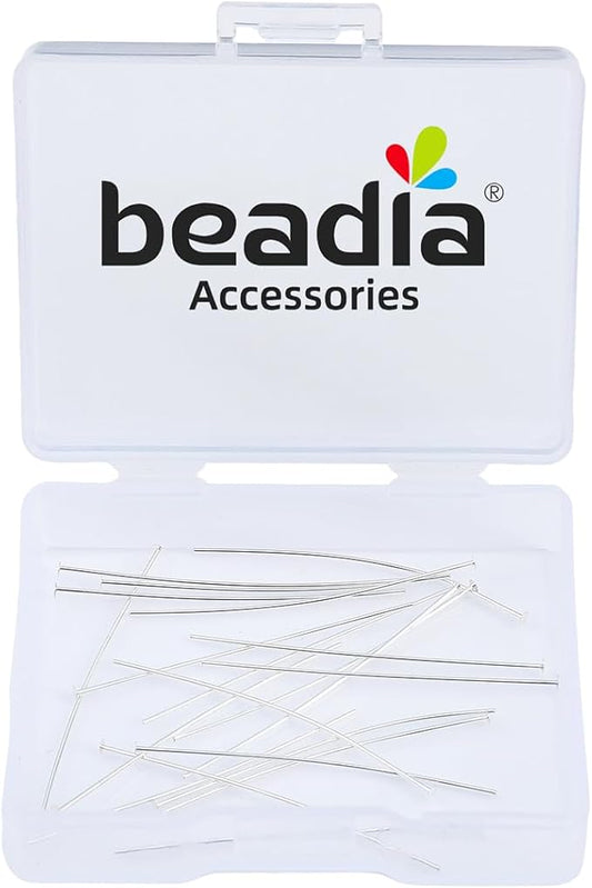 925 Sterling Silver Flat Head Pins 0.5x35mm 20pcs for Jewelry Making Findings