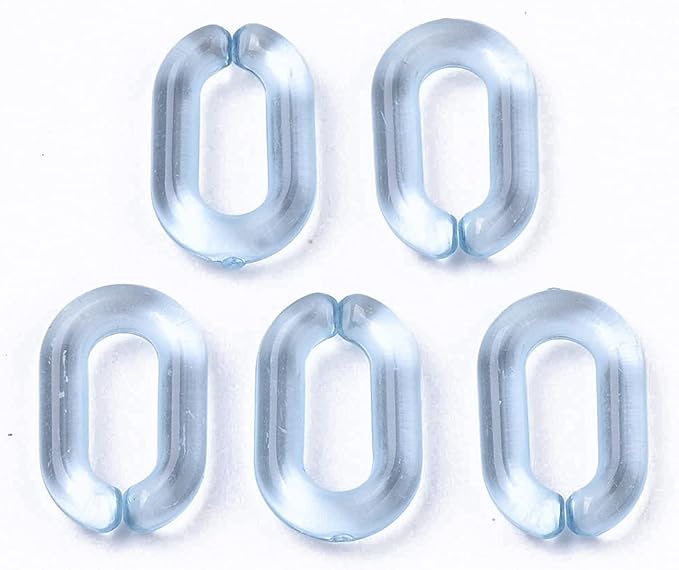 Beadthoven 100pcs Transparent Acrylic Linking Rings Oval Quick Link Connectors for Curb Chains Purse Eyeglass Chain DIY Craft Making 15x9x3mm (Light Sky Blue)