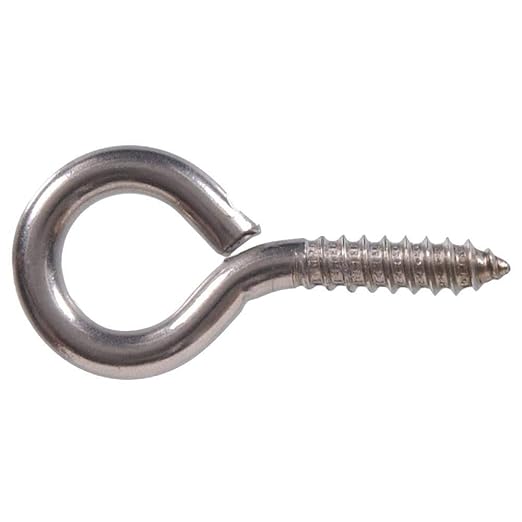 Metal Eye Hooks - 20 Pieces, Silver Nickel Plated, Self Tapping Screws, Cup Hooks