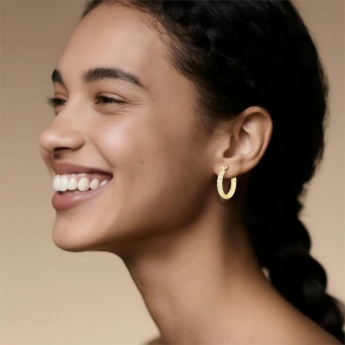 14K Gold Plated Hoop Earrings for Women 14K Gold Plated Earrings Jewelry Spiral Cubic Zirconia Thick Hoops Hypoallergenic Womens Huggie Earring 25/30MM