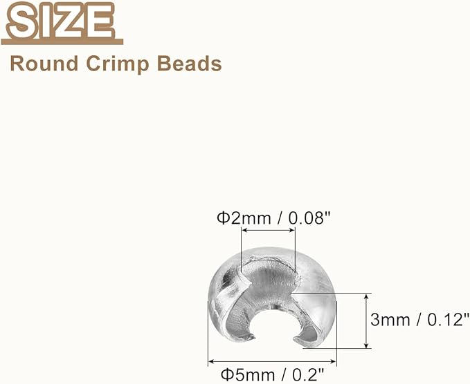 uxcell 100pcs Crimp Bead Covers, 4mm/0.16" Half Round Open Crimp Beads Knot Cover Metal Small Loose Beads End Tip for Bracelet Jewelry Making Craft DIY, White Gold