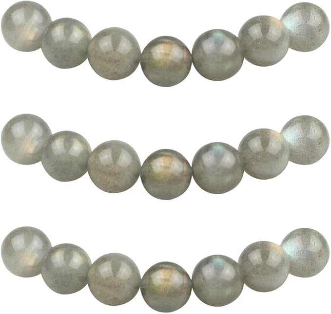 MJDCB Natural Round Stone Beads 6mm Labradorite Loose Gemstone Beads for Jewelry Making Bracelet Necklace 60pcs