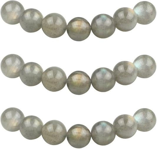 MJDCB Natural Round Stone Beads 6mm Labradorite Loose Gemstone Beads for Jewelry Making Bracelet Necklace 60pcs
