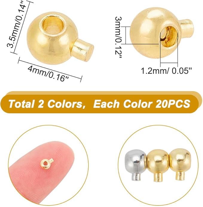 arricraft 40 Pcs 2 Colors Brass Beads, Loose Spacer Beads Metal Irregular Shape Crimp Charms Accessories for Bracelet Necklace Jewelry Making, Platinum/Golden