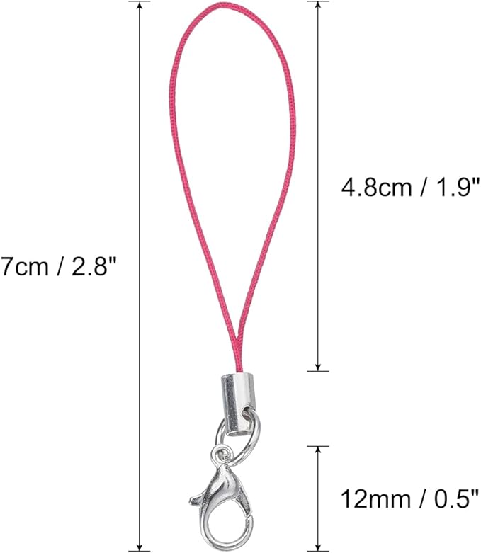 HARFINGTON 100Pcs Clasp Cords Lanyard Charm with Lobster Clasp for Cellphone Cases Keychain DIY Jewelry Making, Rose Red