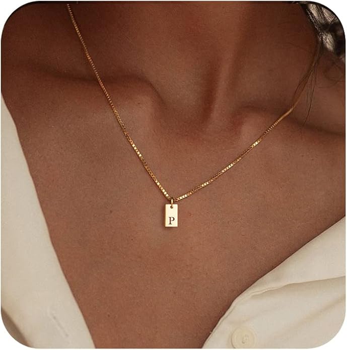 Initial Necklaces for Women 14K Gold Plated Letter Necklace Dainty Name Pendant Necklace Personalized Christmas Gifts for Women Trendy Gold Jewelry
