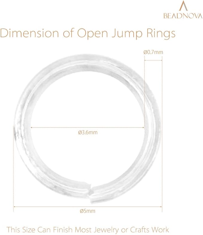 BEADNOVA 5mm Jump Rings for Jewelry Making Silver Open Jump Rings for Earrings and Keychains (1200Pcs)