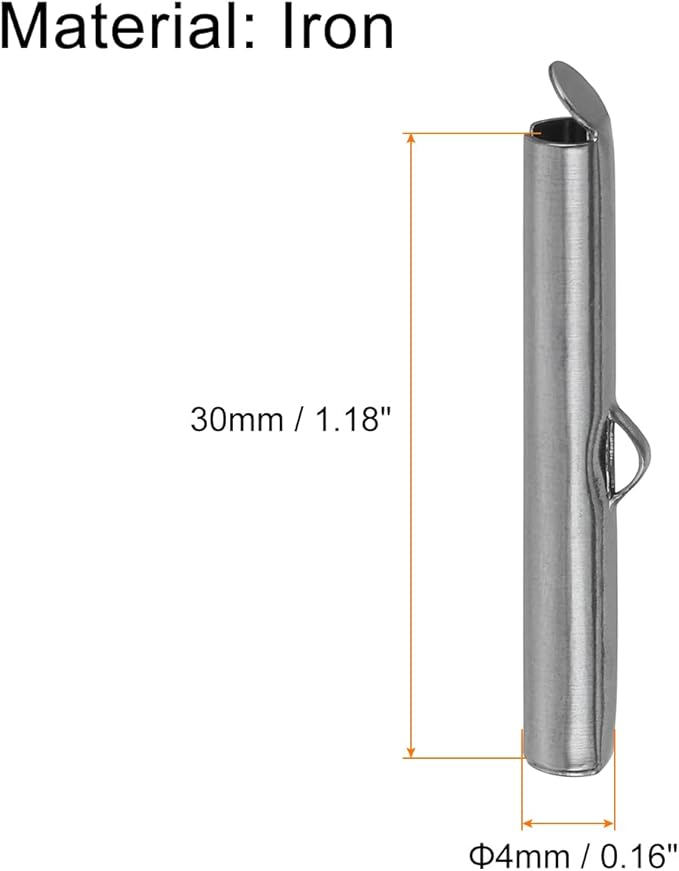 uxcell 100Pcs Slide on End Clasps, 30mm Tube Ball Bead Slider Crimp Ends for Multi-Strand DIY Craft Making, Metallic Black